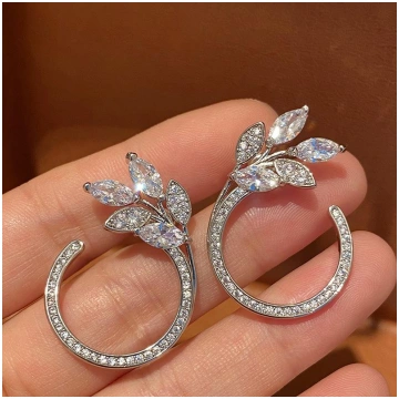 Huitan Luxury Trendy Women Earrings Exquisite Leaf