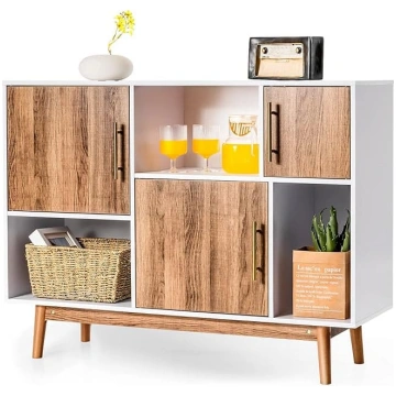 COSTWAY Sideboard Made of Pine Wood, Buffet Cabine