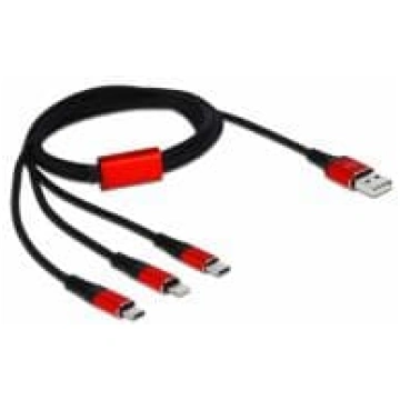 Delock USB-A to Micro USB Lightning USB-C 1 m Blac