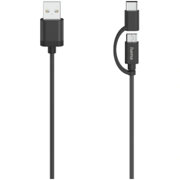 Hama 00200616 Micro-USB Cable, 2 in 1, incl. Adapt