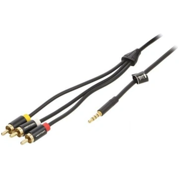 Cable; Jack 3,5mm 4pin plug,RCA plug x3; 2m; black