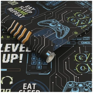 WALLPAPER 113258 GAME OVER BLACK / MULTI 113258 (5