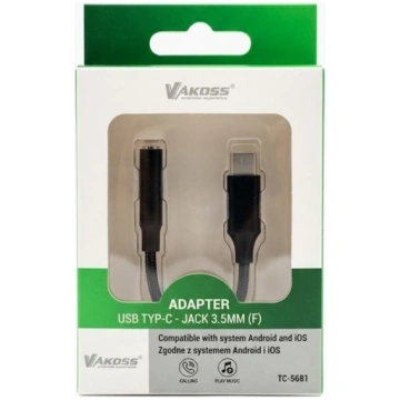 Vakoss Adapter do sluchawek Type-C - mini jack 3.5