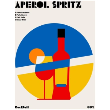 Aperol Spritz Cocktail Bauhaus Art Print Glezna Uz