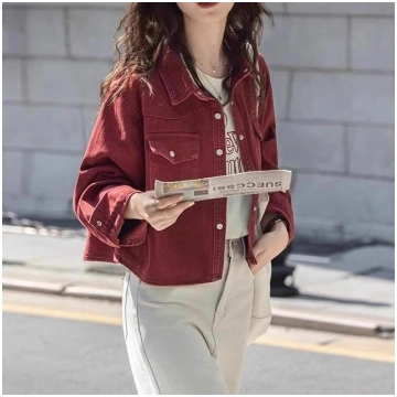 Encore Red Denim Jacket Autumn Small Versatile Mod