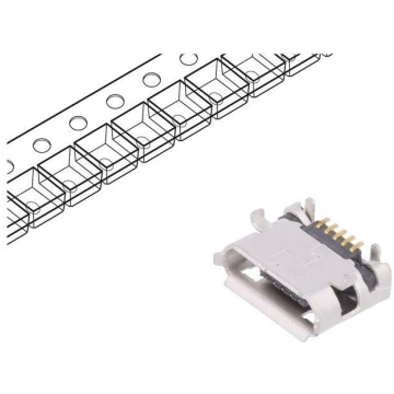 Connector: USB B micro; socket; on PCBs; SMT,THT; 