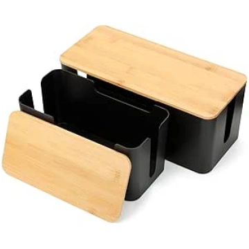 AiQInu Pack of 2 Cable Box Black Large + Small, Ca
