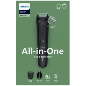 Trimmeris matu 7in1 melns ar zaļu Philips Multigro
