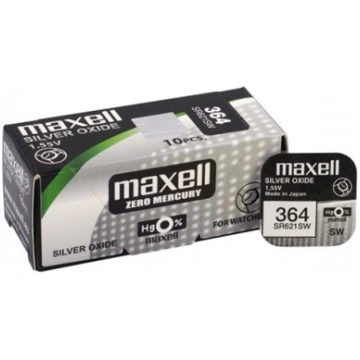 364 baterijas 1.55V Maxell sudraba-oksīda SR621SW 