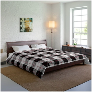 White,Grey & Black Checkered Comforter