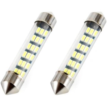 Spuldzīte LED diode balta 12V 1gab 3014 18SMD C5W 