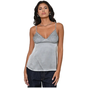 KAOS JEANS TOP MAL DYED EFFECT WITH LACE INSERT QI