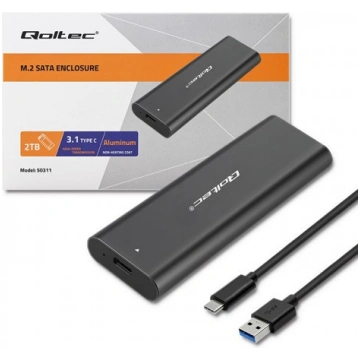 Qoltec 50312 atmiņas korpuss SSD korpuss melns M.2
