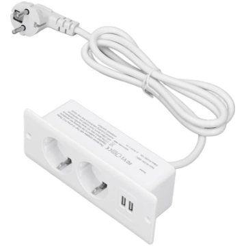 Iebūvēta strāvas pagarinātājs ar 2 USB 2 10A piesl