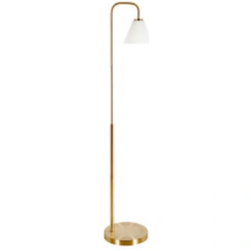 62" Brass Arched Floor Lamp With White Frosted Gla