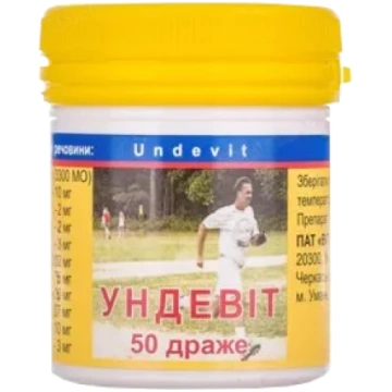 UNDEVIT dražejas, 50 gab