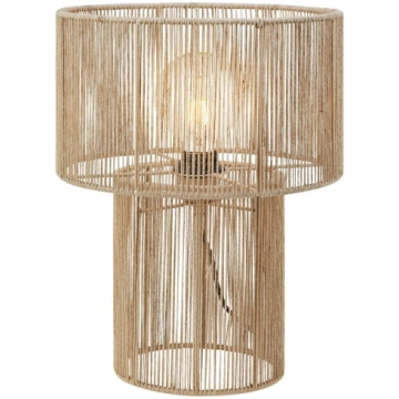 Dabīga toņa galda lampa ar džutas abažūru (augstum