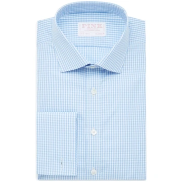 Pale Blue & White Classic Fit Double Cuff Essentia