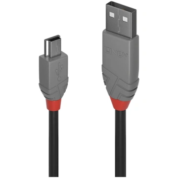Lindy 0.5m USB 2.0 Type A to Mini-B Cable, Anthra 