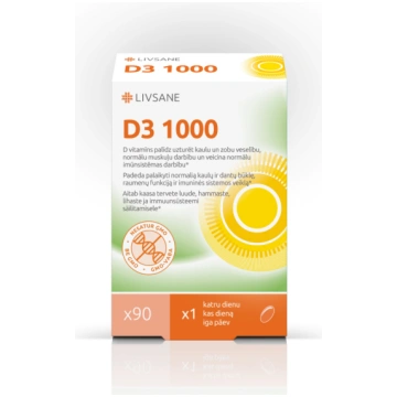 LIVSANE D3 1000 SV mīkstās kapsulas N90