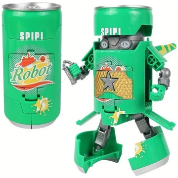 Transformējams sodas kannas modelis, robots, zaļš 
