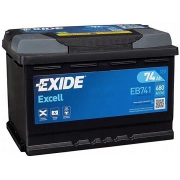 Akumulators EXIDE EXCELL 74Ah 680A 12V kreisais pl