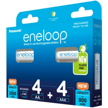 Panasonic battery eneloop 4+4 combination 1.2V, 4x