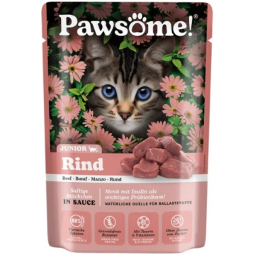 Konservi kaķēniem PAWSOME! Bezgraudu gaļas gabaliņ