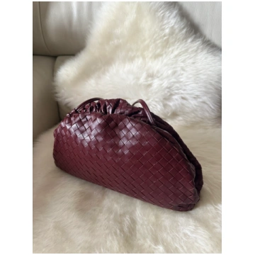 POUCH GRANDE intrecciata - vera pelle - Borgogna