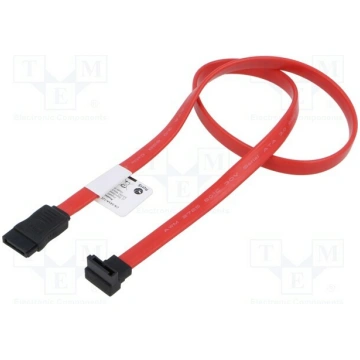 Cable: SATA; SATA plug,SATA plug angled; 0.5m; red