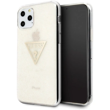 Guess iPhone 11 Pro vāciņš Glitter Triangle, zelta