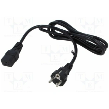 Cable; 3x1.5mm2; CEE 7/7 (E/F) plug,IEC C19 female