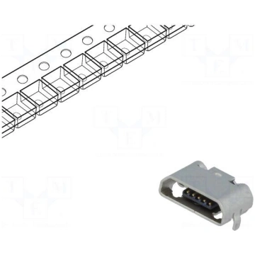 Socket | USB B micro | on PCBs | SMT | PIN: 5 | ho