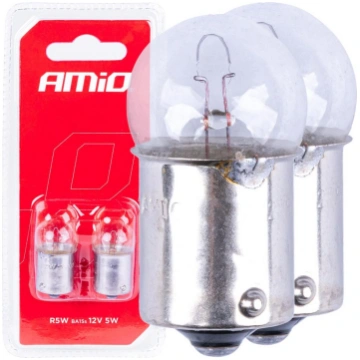 Halogen spuldzes R5W BA15s 12V 2pcs blister AMiO