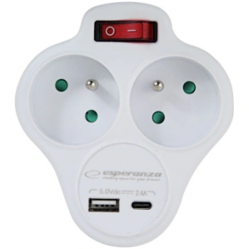 Esperanza ELK311W Electrical splitter 2 GN. USB-C 