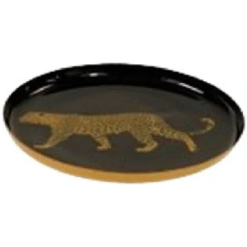 LEOPARD DEKORATĪVA PAPLĀTE D10CM, MELNA/BRŪNA, MET