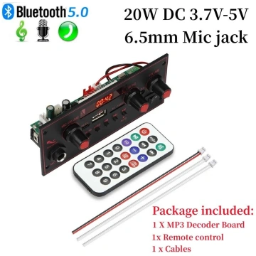 20 W pastiprinātājs DC 5V MP3 WMA WAV dekodera pla