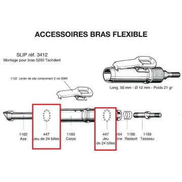 Jeu de 24 billes n° 447 pour bras moteur 5200, Tec