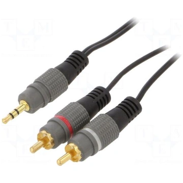 Cable | Jack 3.5mm 3pin plug,RCA plug x2 | 2.5m | 