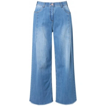 Ulla Popken Extra Wide Leg Stretch Fit Jeans Light