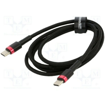 Cable; USB C plug,both sides; 2m; black; textile; 