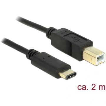 Kabelis USB2.0 Type-C™ M > Type-B M, 2.0m, melns, 