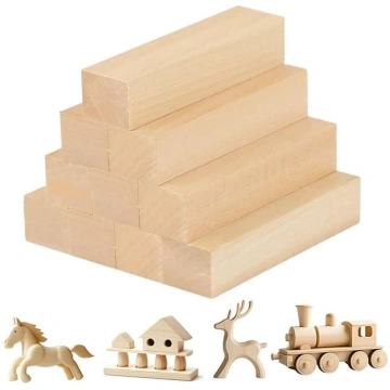 Liepu kokmateriāli kokgriešanai - 10 koka klucīšu 