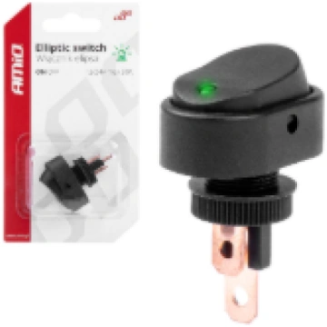 Slēdzis ovāls 12/24V 30A ON/OFF ar zaļu apgaismoju