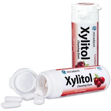 Košļājamā gumija Miradent Xylitol, dzērveņu garša