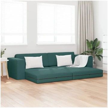 Dīvāns-gulta VidaXL 2‑1 tumši zaļā auduma 245×150×