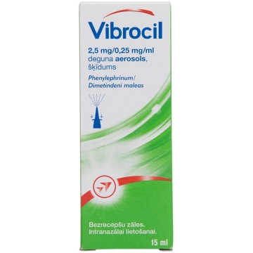 VIBROCIL 2.5mg/0.25mg/ml deguna aerosols, 15 ml
