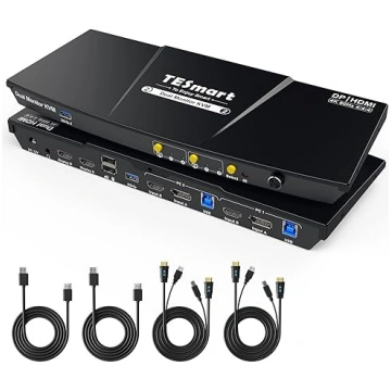 TESmart USB 3.0 DisplayPort HDMI KVM 2 monitoru pā