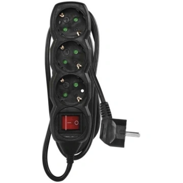 Tīkla pagarinātājs ar slēdzi 3/1.5m 1.5 mm2 melns 