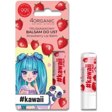 Lūpu balzāms 4Organic Kawaii Strawberry, 5 g